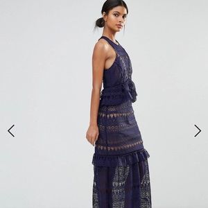 Self Portrait Full Teardrop Guipure Maxi Dress